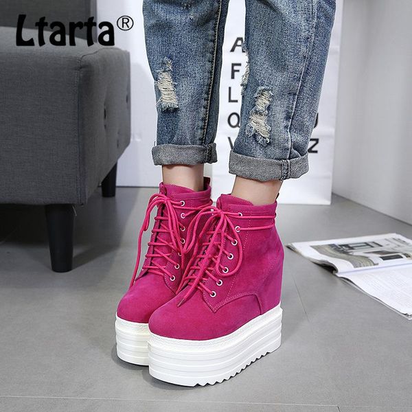

ltarta 2020 fashion new women's shoes inner height increase 13cm platform wedge high heel women's short boots -888-19, Black