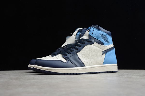 

men's retro obsidian 555088-140 st version high 1 retro cultural basketball shoes 1 shoes wmns women's chicago outdoor sports shoe, White;red