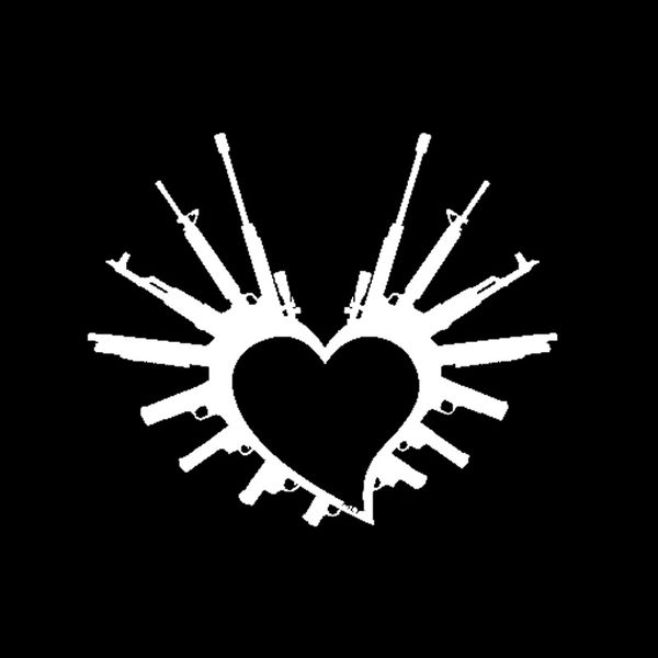 

16cm*13.3cm fashion heart gun love guns vinyl car sticker decal car-styling c15-0669