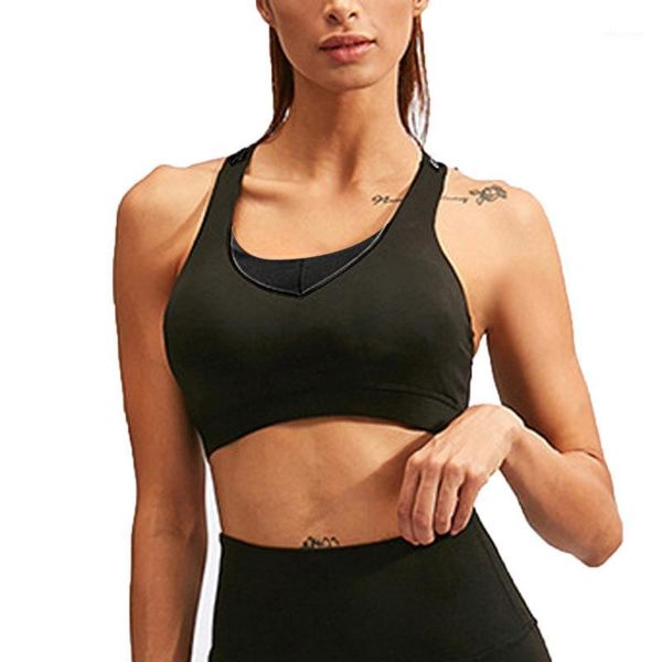

gym clothing women yoga running bra vest sports without steel hollow out underwear sport jogging girl1, White;black