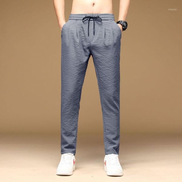 

men's pants ice silk long men's summer ultra-thin breathable casual youth korean wild harem sports trend1, Black