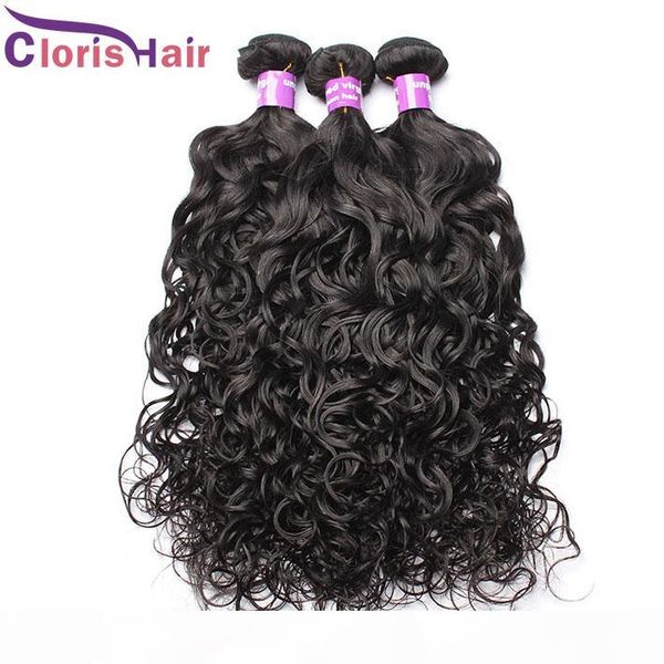 

brazilian water wave hair weave bundles wet and wavy brazillian curly hair 4pcs sew in human hair extensions for black women