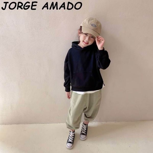

long sleeve hoodie mother and daughter clothes cotton family matching clothes khaki black e2026, Blue