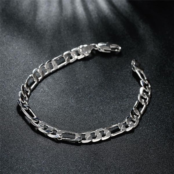 

beautiful elegant wedding women men silver color 6mm chain bracelet fashion classic jewelry h219 wholesale h bbymrc, Black