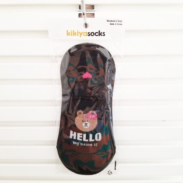 

korea east gate boat female kiki cute socks and socks little bear shallow mouth invisible sock silicone anti stripping 5chkr, Black