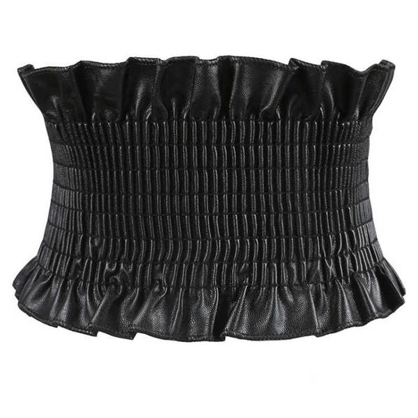 

new black bow fold cummerbunds female woman belt faux leather cummerbund wide women's belts punk fashion dress waistbands lady, Black;brown