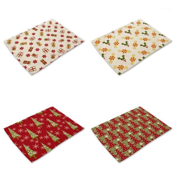 

40*30cm christmas series placemat flax table mat anti-scalding pad diy kitchen decoration xmas home textile1