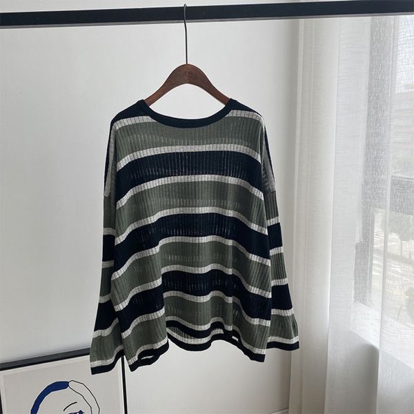 

striped wool sweater women's new fall 2020 korean wool pullover loose casual versatile round neck pullover bottomed sweater fcjey, White;black