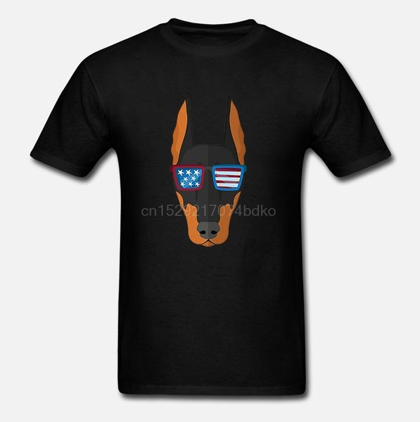 

new men doberman dog with hat and sunglass us flag 4th of july shirt hoodie designers t shirts sweatshirt