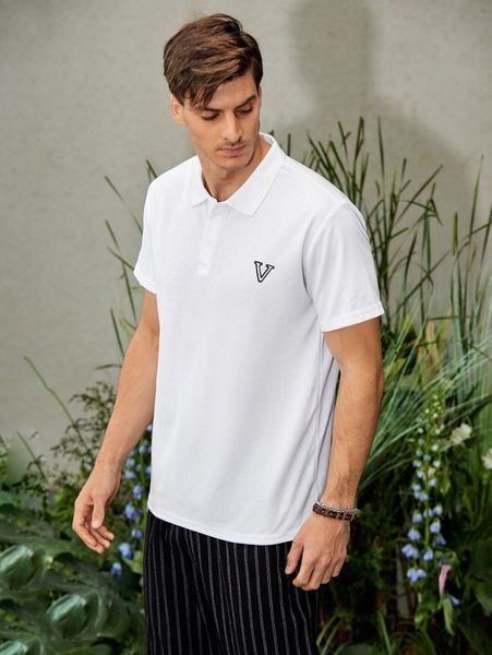 

men letter graphic polo shirt y4lu#, White;black