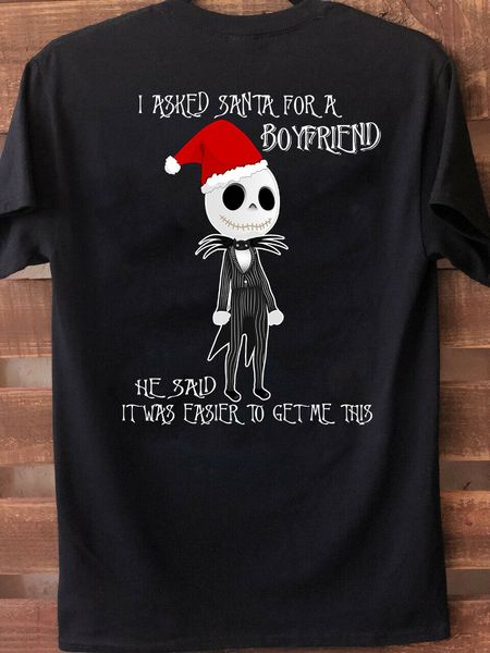 

i asked santa for a boyfriend funny black t shirt, gift for menwomen summer style casual wear tee shirt sport hooded sweatshirt hoodie