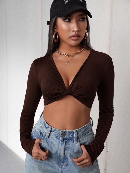 

twist front crop 94zu#, White