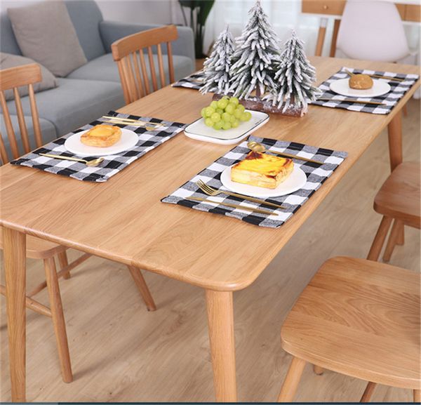 

christmas placemats plaid dining table heat resistant wipeable placemat non-slip kitchen place mats cutlery table pad decoration new e102101