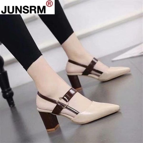 

dress shoes style women pointed toe thick heel pumps fashion baotou women's one word buckle sandals, Black