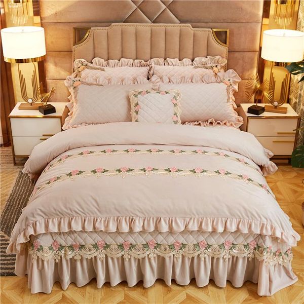 

fleece velvet soft warm duvet cover quilted thick bedspread pillowcase girls pink grey chic luxury bedding set  king size