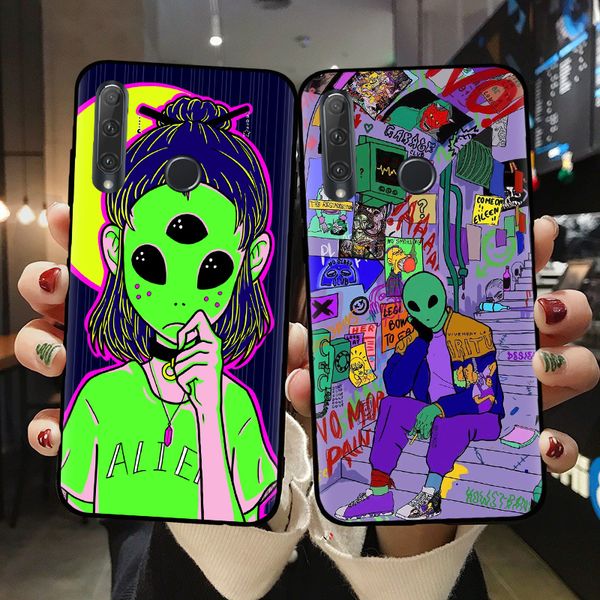 

aesthetics cute cartoon alien space silicone phone case cover shell for huawei honor 10 20 pro 10i 20i 8x 8c 9x p30 lite ca