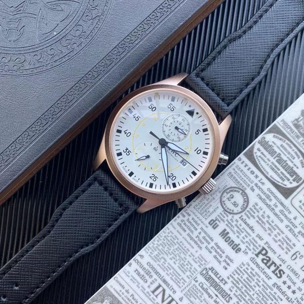 

gift for all watches working satch luxury men's watch with calendar leather strap fashion business gentleman watch brand quartz wat, Slivery;brown