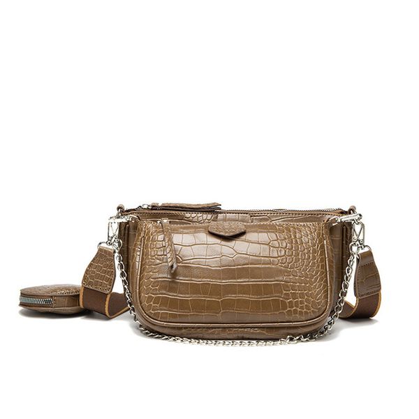 

hh vintage alligator women shoulder bag designer wide strap messenger bag luxury chain pu leather crossbody bag ladies 3 bags set