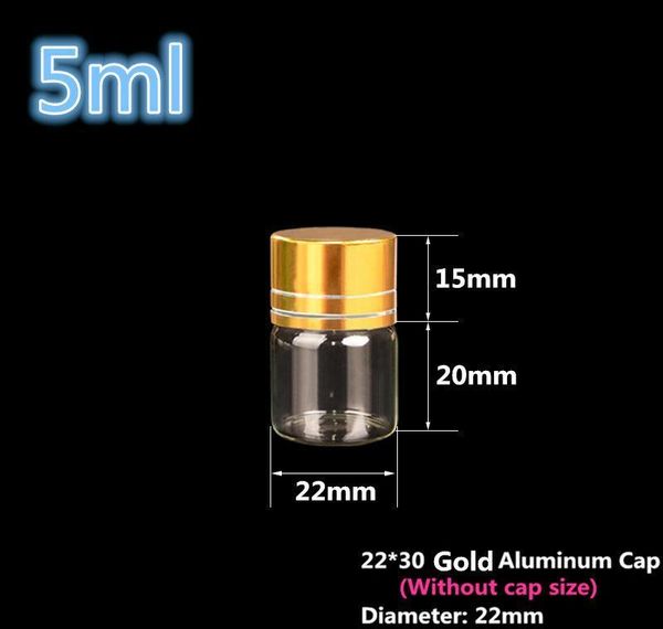 

small glass jars with silver/gold aluminum cap 22*30mm 5ml mini essential oil glass bottles glass vial 20 wmtrcv sqtrimmer