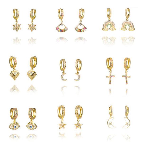 

2 pieces of rainbow zircon earrings ladies jewelry gold cz star love smile flower earrings charm jewelry christmas gift1, Silver