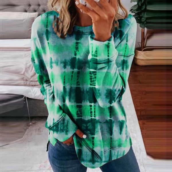 

woman's casual fashion long sleeve tie-dye round collar hoodie autumn winter winter clothes women street wear hoodies, Black