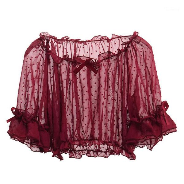 

cute lolita blouse transparent women dot bottoming for jsk dressing chiffon crop lace shirt1, White