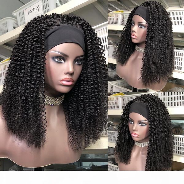 

кудрявая повязка на голову вьющиеся повязки безвездовые парики для волос человека remy бразильский полный аппарат сделал парик для женщин, Black;brown