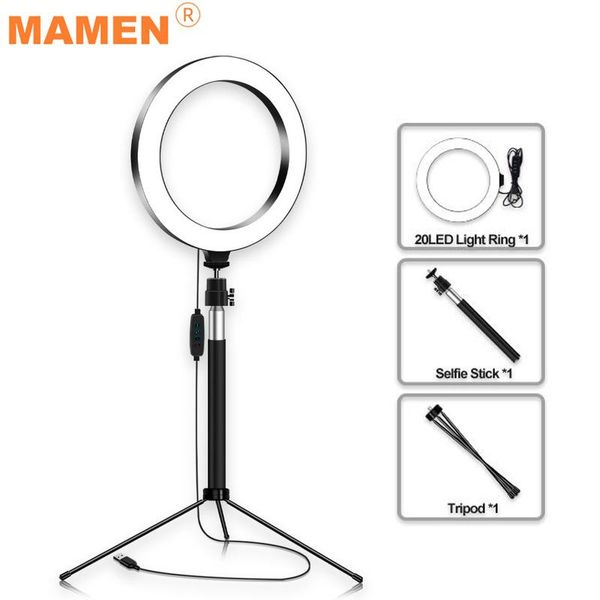 

mamen 3 in 1 selfie ring light 8 inch usb lamp with selfie stick bluetooth remote shutter for makeup video youtube studio light