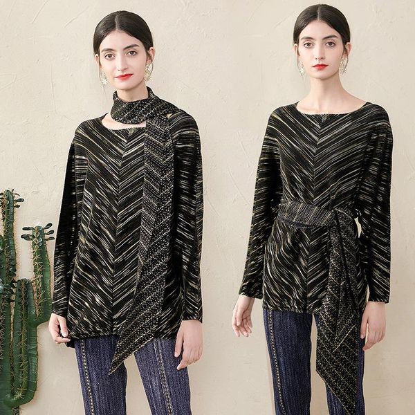 

bright silk with scarf loose thin bat sleeve autumn spring pleated t-shirt, White