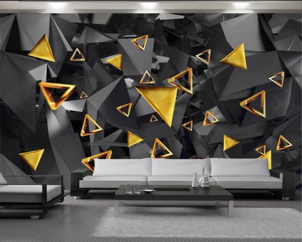 

luxury 3d geometric wallpaper golden gray triangle figure 3d wallpaper 3d wall paper for living room custom p