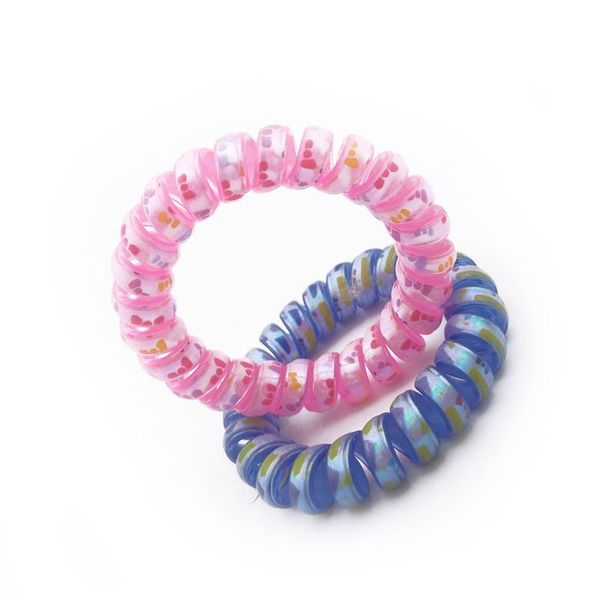 

random colors size 5cm bowknot hair bands elastic bow print telephone wire ties plastic rope accessory sqcphe hat7890, Silver