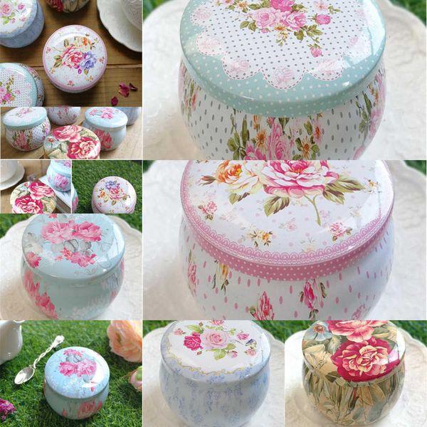 

shaped tin boxes flower tea portable drum container cans candy cookie box for party gifts package