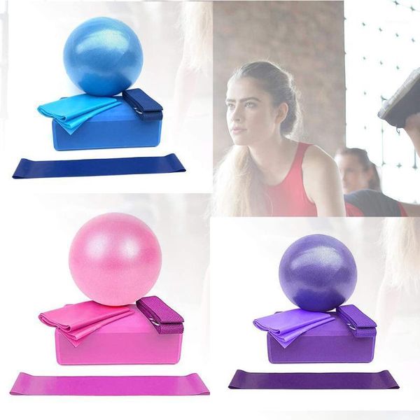 

aset yoga starter brick/towel/circle/band/ball kit 5pcs yoga equipment set fitness exercise home gym sports equipment new 20201