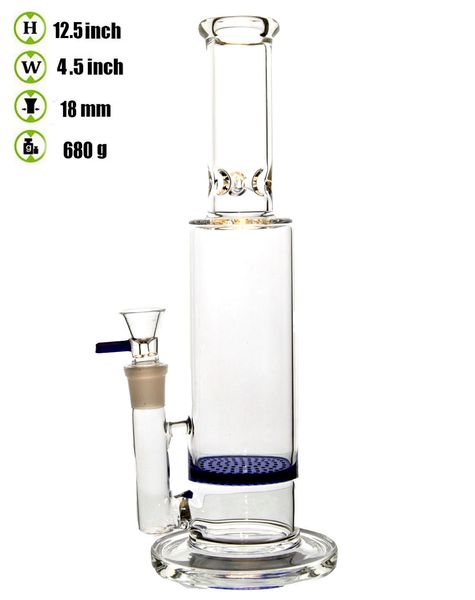 12 İnç Şişe Stil Temizle Cam Blue Water Bong Incycler Petrol Kuyuları Dab Rig Sigara Su Boruları Türbin Percolator Üst Açık Cam Bongs