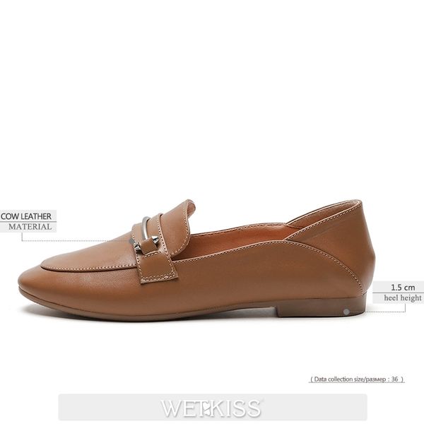 

wetkiss leather flats women square toe footwear fashion casual female loafers soft sole shoes mocassin woman mules spring y200320, Black