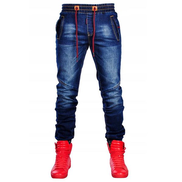

men's jeans stretch denim pants men ripped long european and american fashion casual for man, Blue