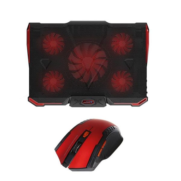 

mice 2.4ghz wireless 2400dpi optical gaming mouse red+black & lapcooler cooling pad for air/pro (red)