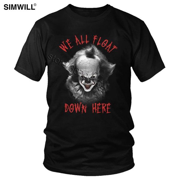 

sport horror movie it t shirt we all float down here t-shirt for men cotton pennywise tshirt cool short sleeved halloween clown tees
