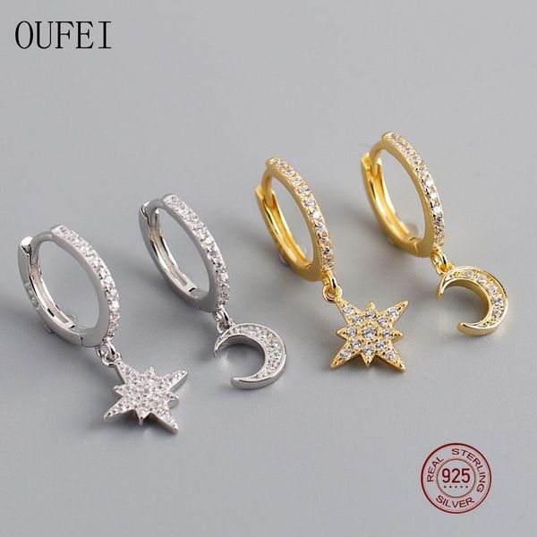 

dangle & chandelier oufei charm stars moon earrings for women 925 sterling silver drop rhinestone fine crystal earring 2021 jewelry