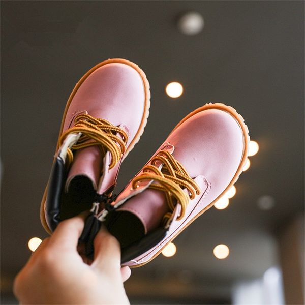 Novo bonito bebê rosa meninas martin para 1-6 anos de idade crianças sapatos moda crianças botas de trabalho quente 21-30 lj200911