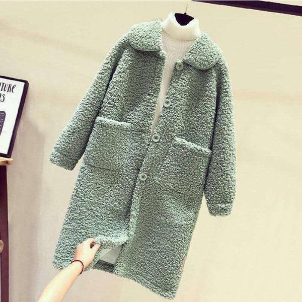 

new autumn plush coat women elegant faux fur coat female thick warm button jacket long sleeve turn down winter, Black