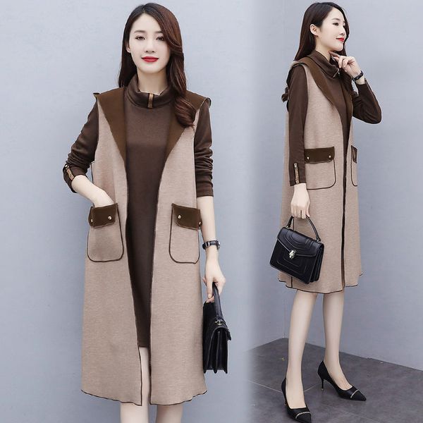 

new 2021 loose retro spring female with wool hood vests sleeveless vest jackets plus size 4xl y219 r1if eukt, Black;white