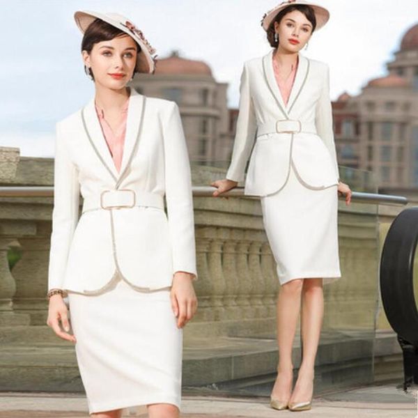 

women skirt suits elegant office lady elegant blazer coat suit jacket and skirt formal work wear two piece sets uniform1, White
