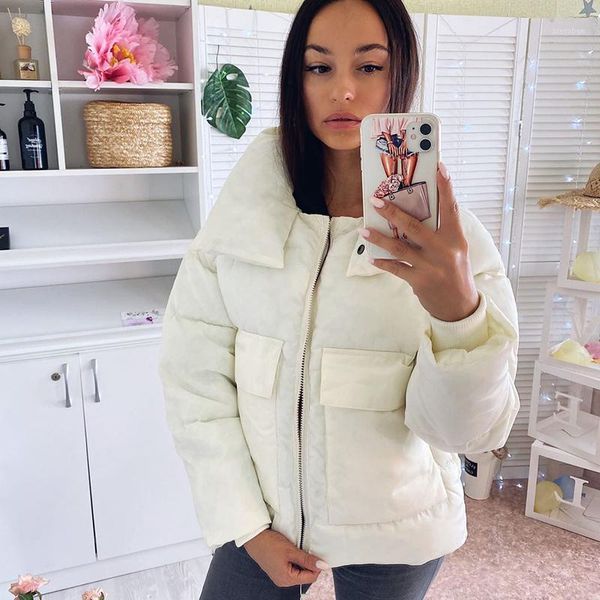 

2020 new winter parka women casual and thicken clothing solid color regular style cotton padded parkas stand collar jacket xxl1, Black