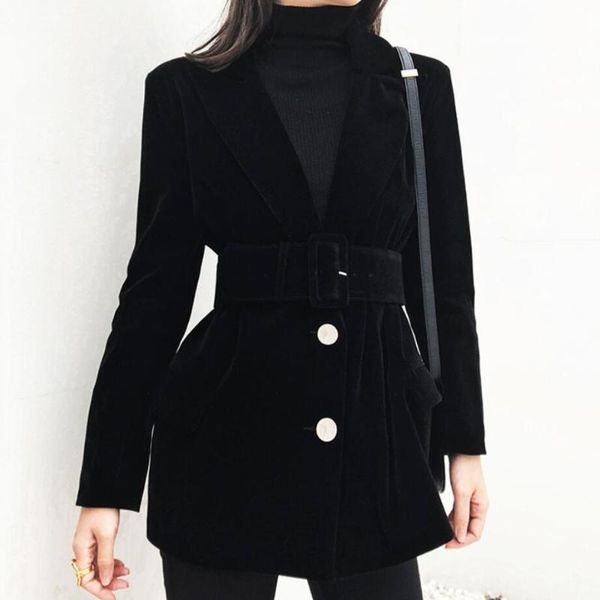 

fashion new brand spring women slim velvet blazer jacket single breasted simple lady blazers high grade, White;black