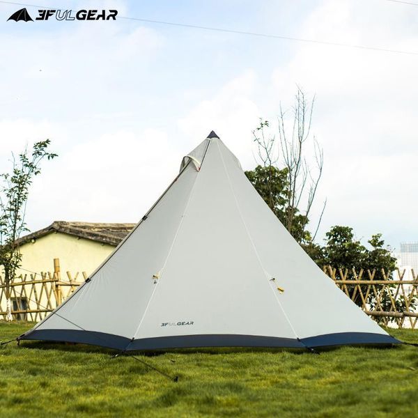 

tents and shelters 3f ul gear large space pyramid tipi tent for 4-6 persons waterproof windproof camping with snow skirt family 210t/40d1