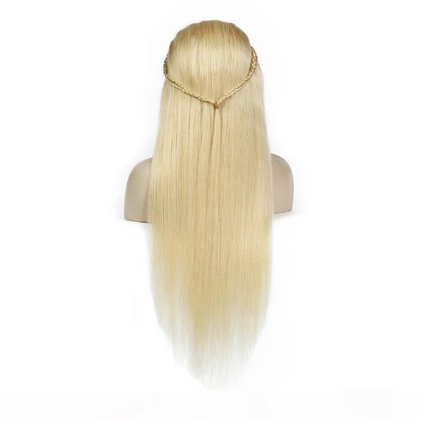 

straight 613# blonde lace front human hair wigs glueless brazilian virgin hair full lace human wigs for black women with baby hair, Black;brown
