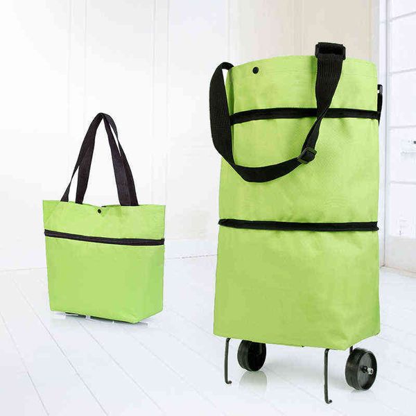Nxy sacos de compras dobrando carrinho carrinho com rodas Dobrável Reusável Mercearia Organizador 220128