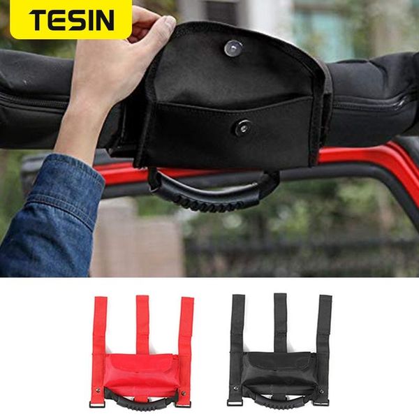 

tesin car roll bar grab handle with sunglasses holder storage bag armrest pouch bag accessories for wrangler cj tj jk jl