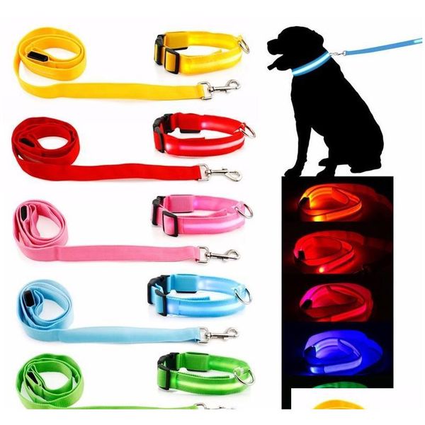 

pet dog collar luminous dogs leash luminous led flashing light harness nylon safety leash rope pet supplies for small dog puppy c412 rwpa5